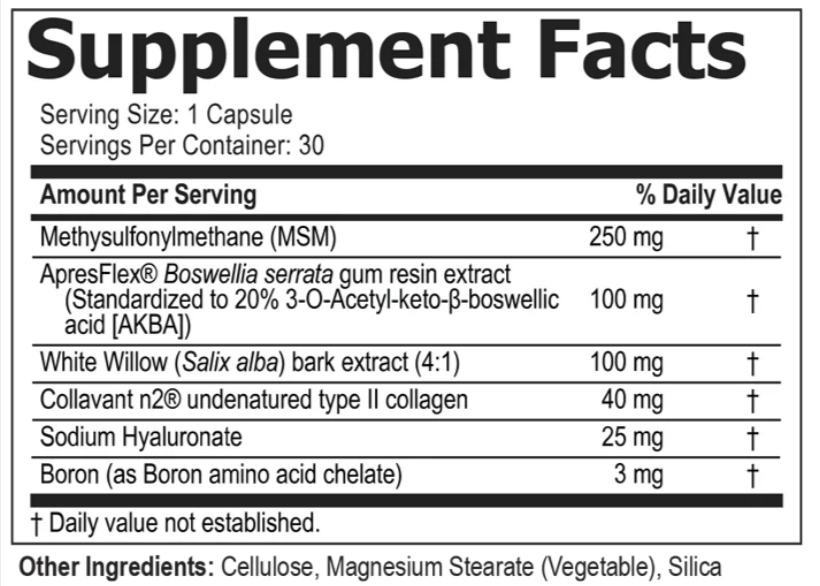 Flexafen Supplement Facts